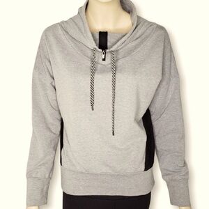 Lucy | cowl neck 1/4 zip mesh back grey pullover Sz M